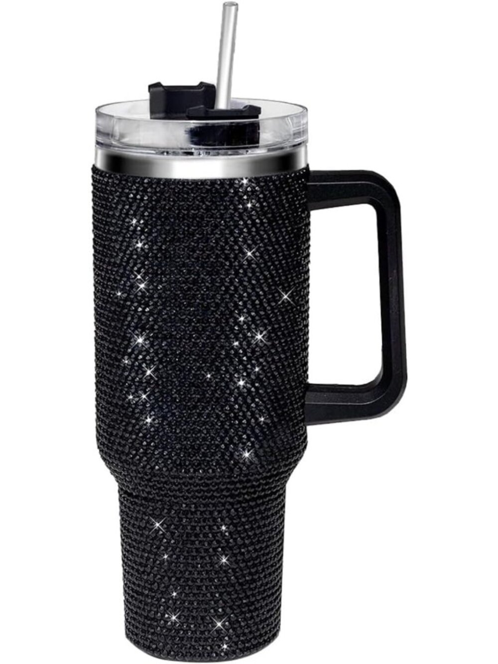 Glitter Rhinestone 40oz Tumbler with Handle & Straw | Bling Travel Mug